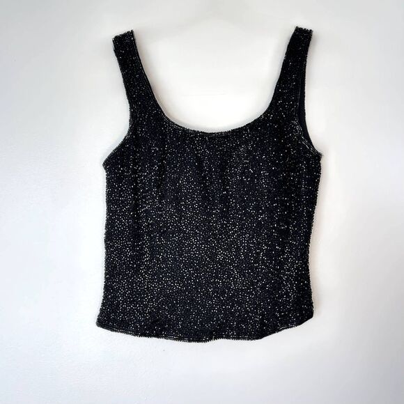 Vintage Cache Beaded 100% Silk Tank Top XS 90s Evening Party Top Embellished Y2K - Picture 9 of 15